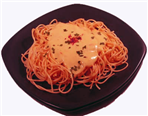 Espaguetis en salsa de azafrán